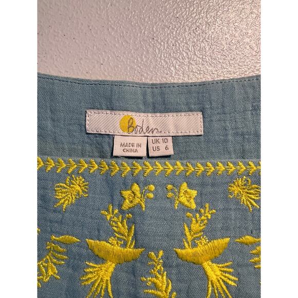 Boden Dress Bernadette Embroidered Blue Mini Beachy Coastal Summer Resort Cruise - Picture 9 of 9